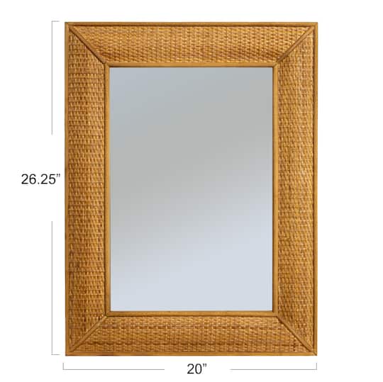 Hello Honey® 26" Natural Rectangle Wall Mirror with Rattan Detail